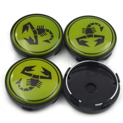 Fiat Abarth 60mm wheel center caps (Green)