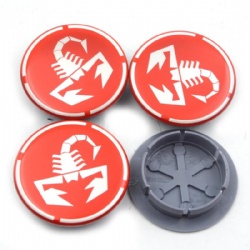 56mm abarth Wheel center caps Red